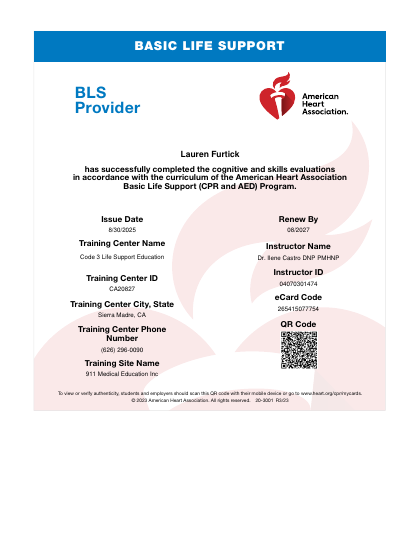 BLS Basic Life Support certification